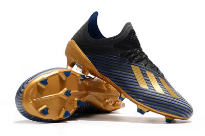 Unisex Adidas X 19.1 FG Firm Ground Low-Tops Football Boots - Blue/Black/Gold