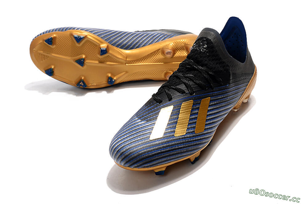Unisex Adidas X 19.1 FG Firm Ground Low-Tops Football Boots - Blue/Black/Gold 3
