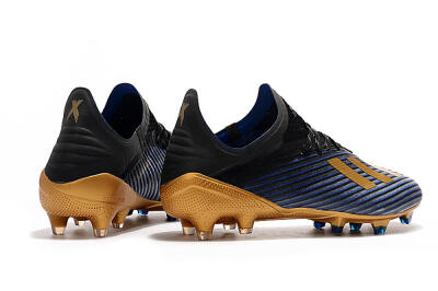 Unisex Adidas X 19.1 FG Firm Ground Low-Tops Football Boots - Blue/Black/Gold