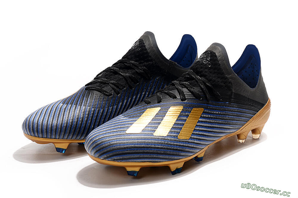 Unisex Adidas X 19.1 FG Firm Ground Low-Tops Football Boots - Blue/Black/Gold 5