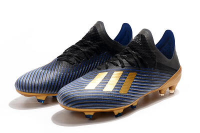 Unisex Adidas X 19.1 FG Firm Ground Low-Tops Football Boots - Blue/Black/Gold