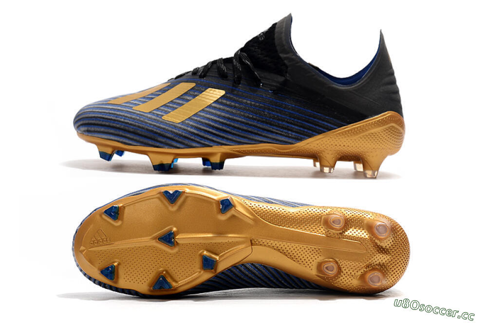 Unisex Adidas X 19.1 FG Firm Ground Low-Tops Football Boots - Blue/Black/Gold 1