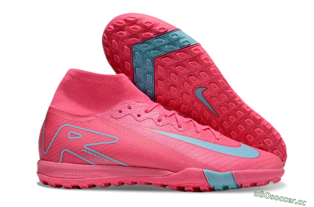 Men's Nike Air Zoom Mercurial Superfly 10 Elite TF Artificial Turf High-Tops Football Shoes - Pink/Red/Jade 1