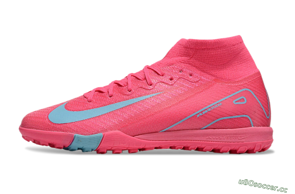 Men's Nike Air Zoom Mercurial Superfly 10 Elite TF Artificial Turf High-Tops Football Shoes - Pink/Red/Jade 2