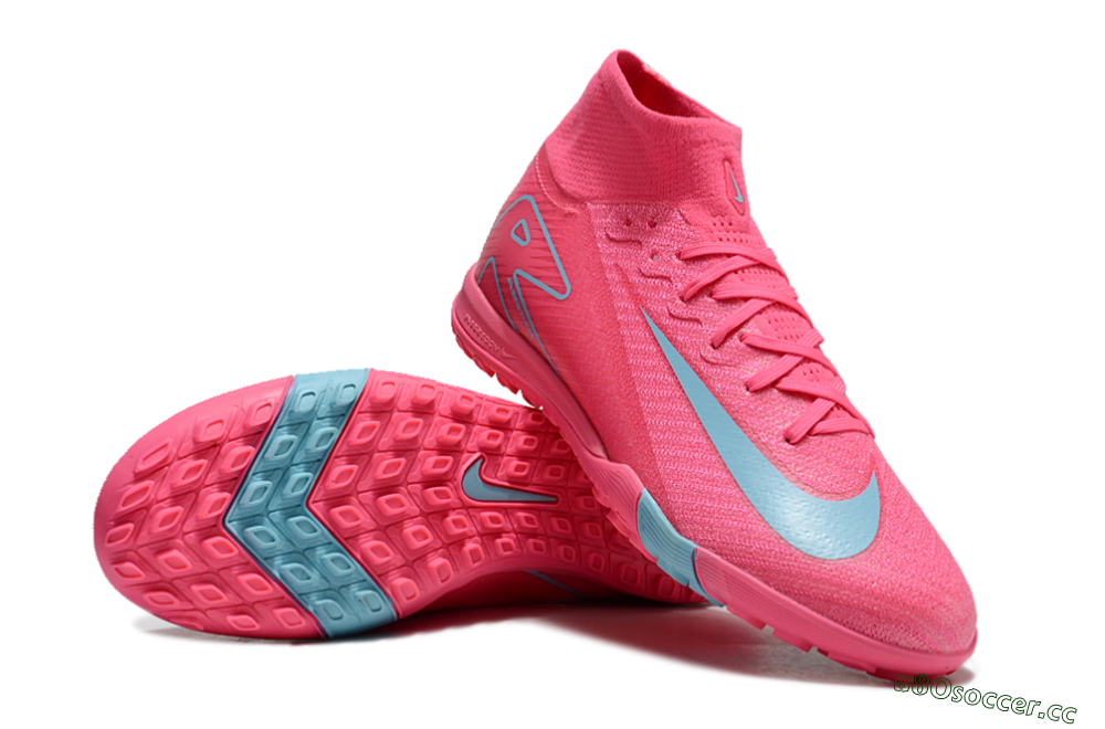 Men's Nike Air Zoom Mercurial Superfly 10 Elite TF Artificial Turf High-Tops Football Shoes - Pink/Red/Jade 0