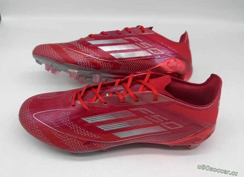Men's Adidas F50 Elite FG Firm Ground Low-Tops Football Boots - Red/Silver/White