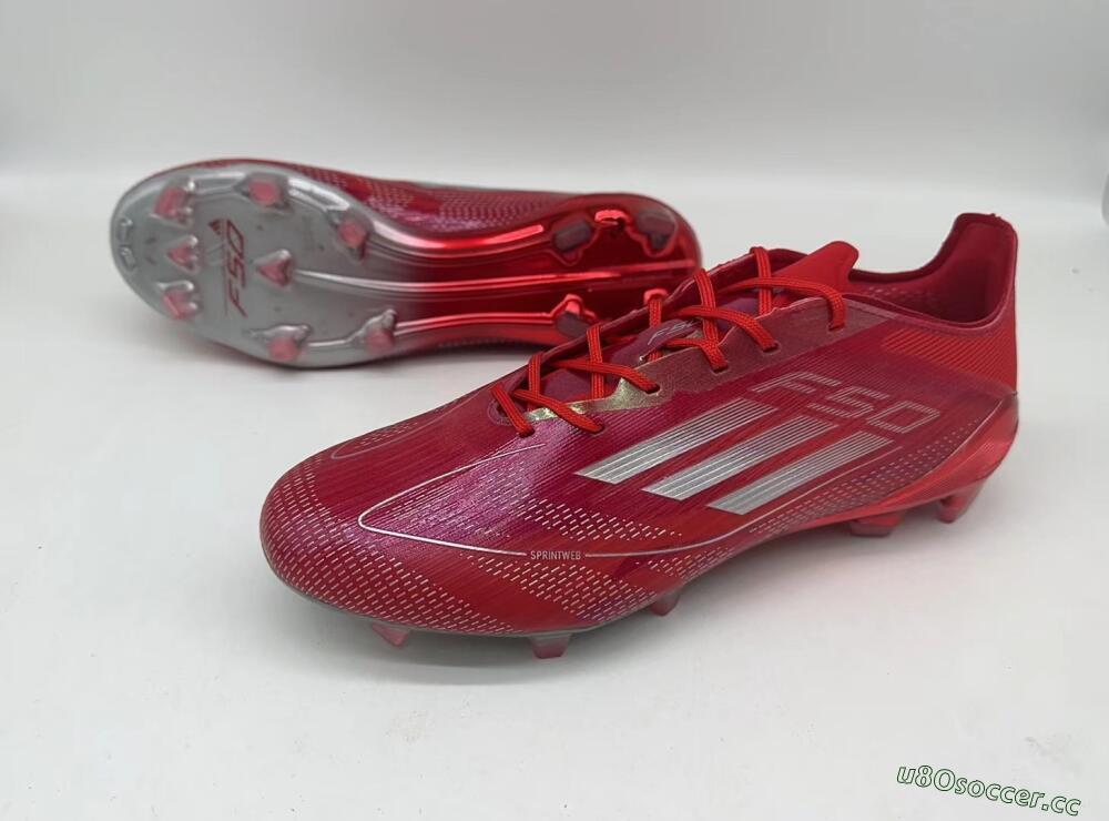 Men's Adidas F50 Elite FG Firm Ground Low-Tops Football Boots - Red/Silver/White