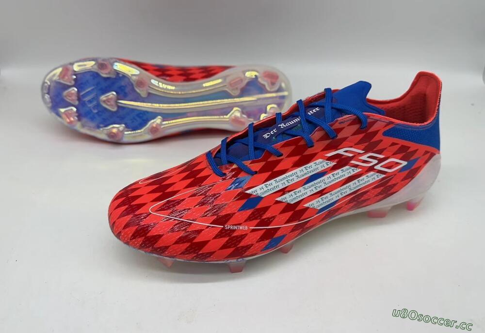 Men's Adidas F50 Elite FG Firm Ground Low-Tops Football Boots - Red/White/Blue