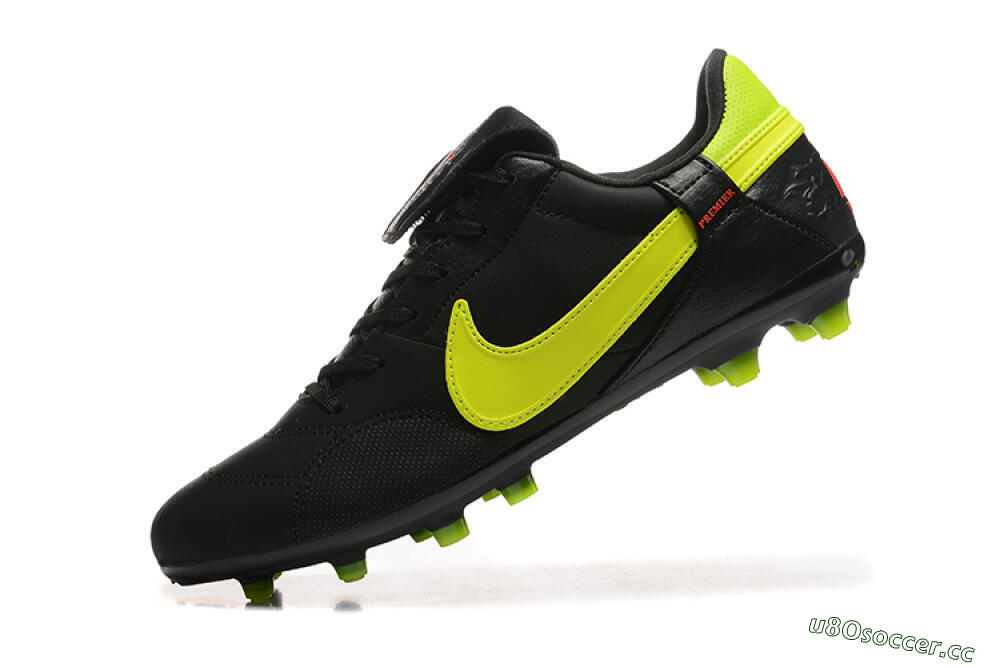 Men's Nike The Premier 3 FG Firm Ground Low-Tops Football Boots - Black/Yellow/Red 8