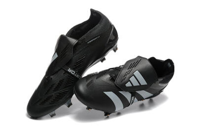 Men's Adidas Predator Elite Foldover Tongue FG Firm Ground Low-Tops Football Boots - Black/Silver/White
