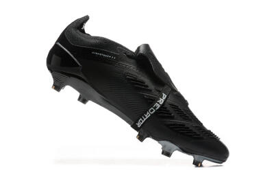 Men's Adidas Predator Elite Foldover Tongue FG Firm Ground Low-Tops Football Boots - Black/Silver/White
