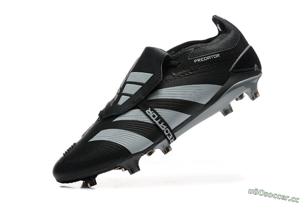 Men's Adidas Predator Elite Foldover Tongue FG Firm Ground Low-Tops Football Boots - Black/Silver/White 8