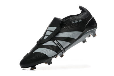 Men's Adidas Predator Elite Foldover Tongue FG Firm Ground Low-Tops Football Boots - Black/Silver/White