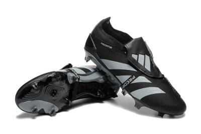 Men's Adidas Predator Elite Foldover Tongue FG Firm Ground Low-Tops Football Boots - Black/Silver/White