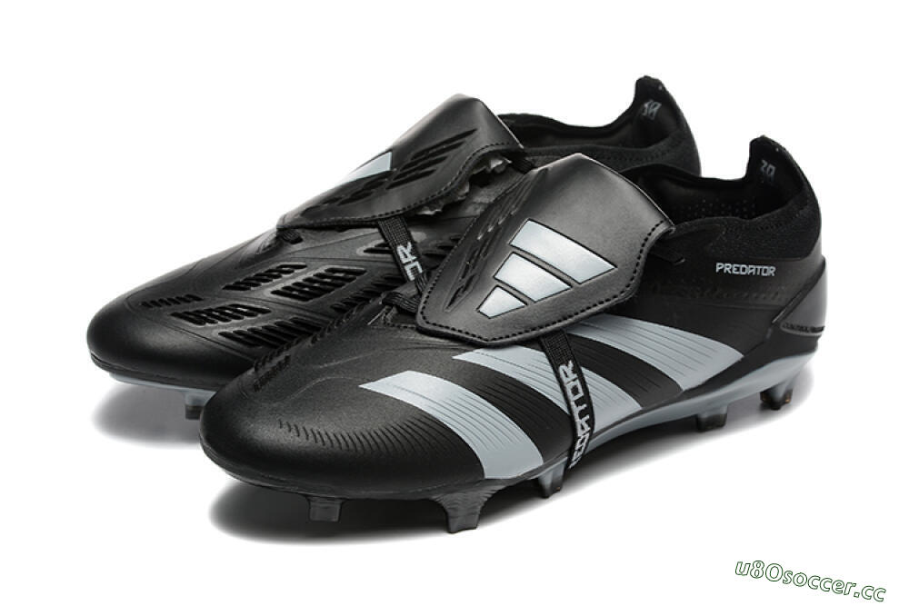 Men's Adidas Predator Elite Foldover Tongue FG Firm Ground Low-Tops Football Boots - Black/Silver/White 5