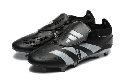 Men's Adidas Predator Elite Foldover Tongue FG Firm Ground Low-Tops Football Boots - Black/Silver/White