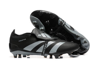 Men's Adidas Predator Elite Foldover Tongue FG Firm Ground Low-Tops Football Boots - Black/Silver/White