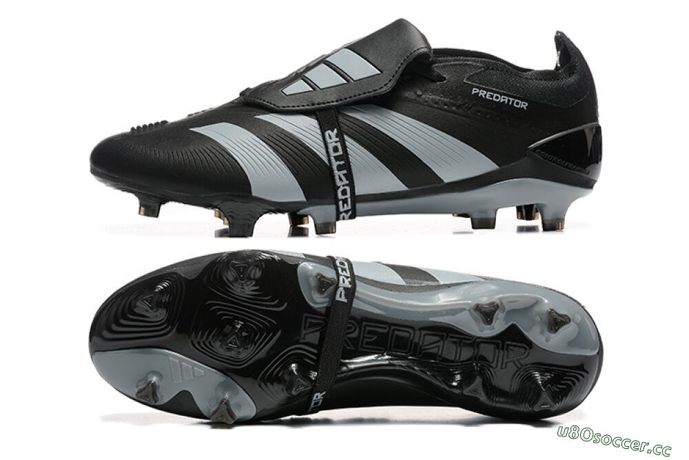 Men's Adidas Predator Elite Foldover Tongue FG Firm Ground Low-Tops Football Boots - Black/Silver/White 1
