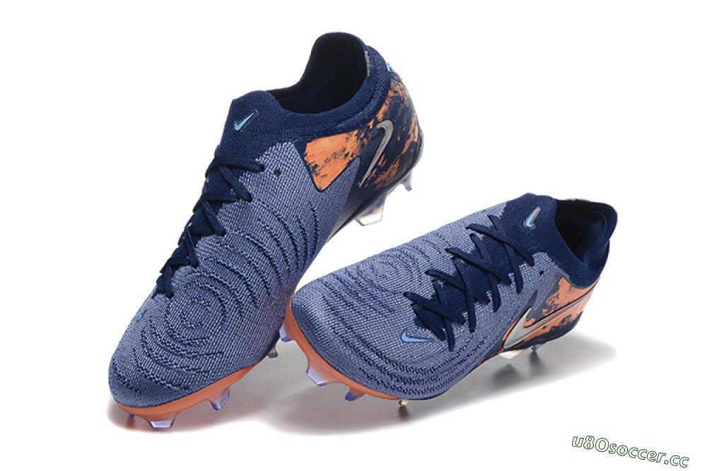 Men's Nike Phantom Luna Elite FG Firm Ground Low-Tops Football Boots - Blue/Orange/Silver 6