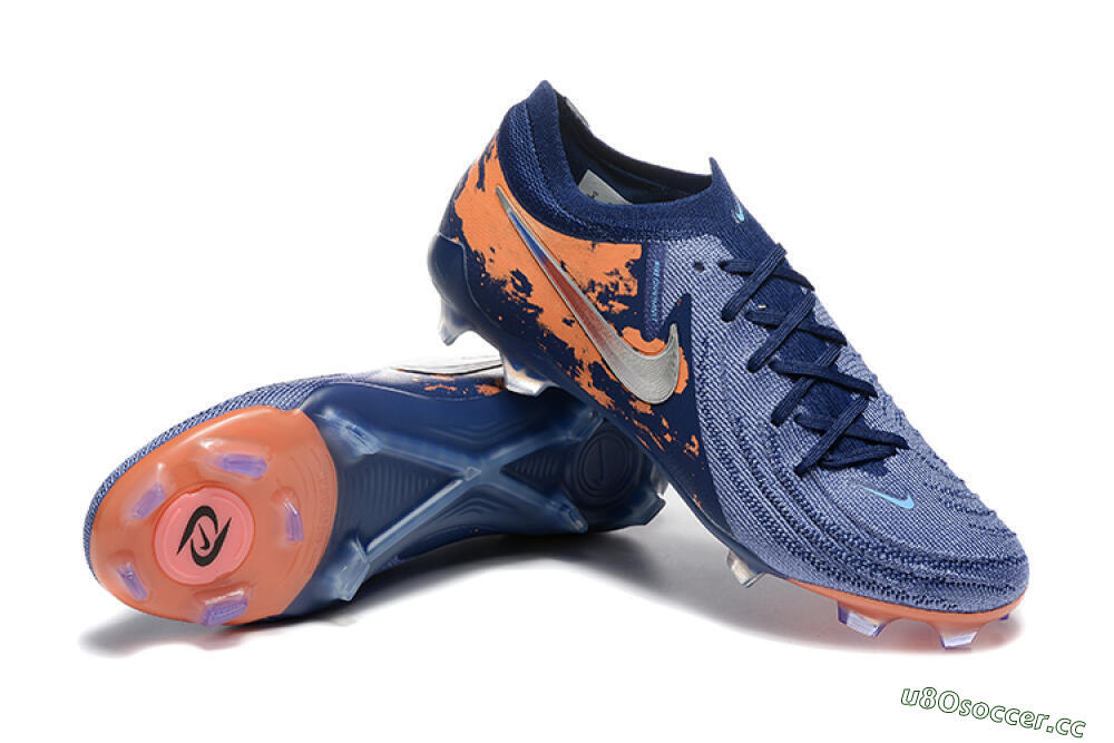 Men's Nike Phantom Luna Elite FG Firm Ground Low-Tops Football Boots - Blue/Orange/Silver 4