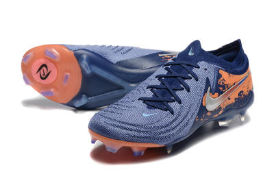 Men's Nike Phantom Luna Elite FG Firm Ground Low-Tops Football Boots - Blue/Orange/Silver