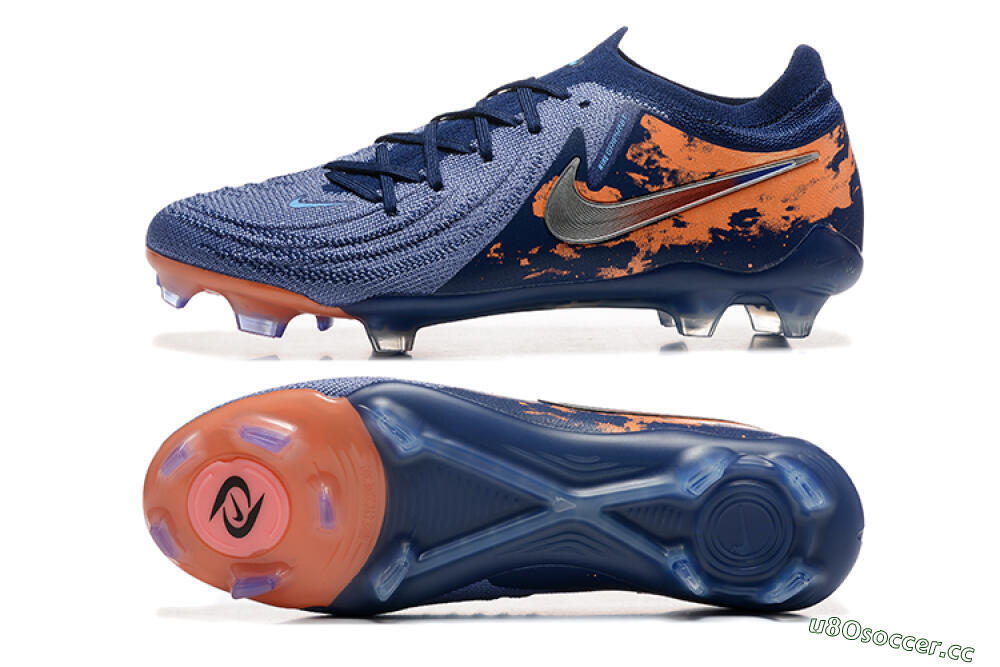 Men's Nike Phantom Luna Elite FG Firm Ground Low-Tops Football Boots - Blue/Orange/Silver 1