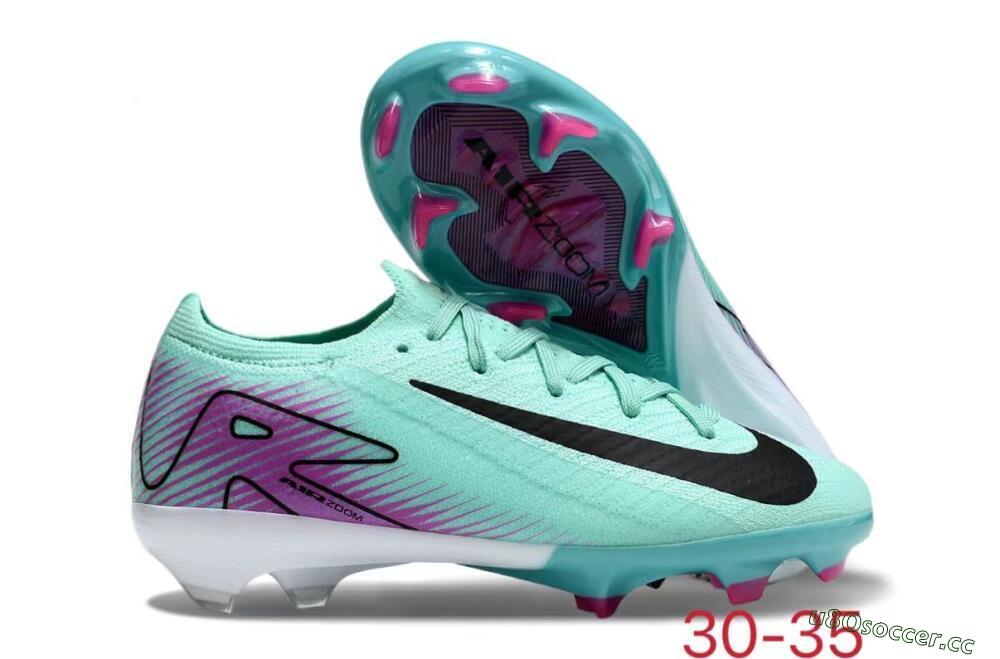 Kids Kids Nike Air Zoom Mercurial Vapor 16 Elite FG Firm Ground Low-Tops Football Boots - Jade/Purple/Black/White 2
