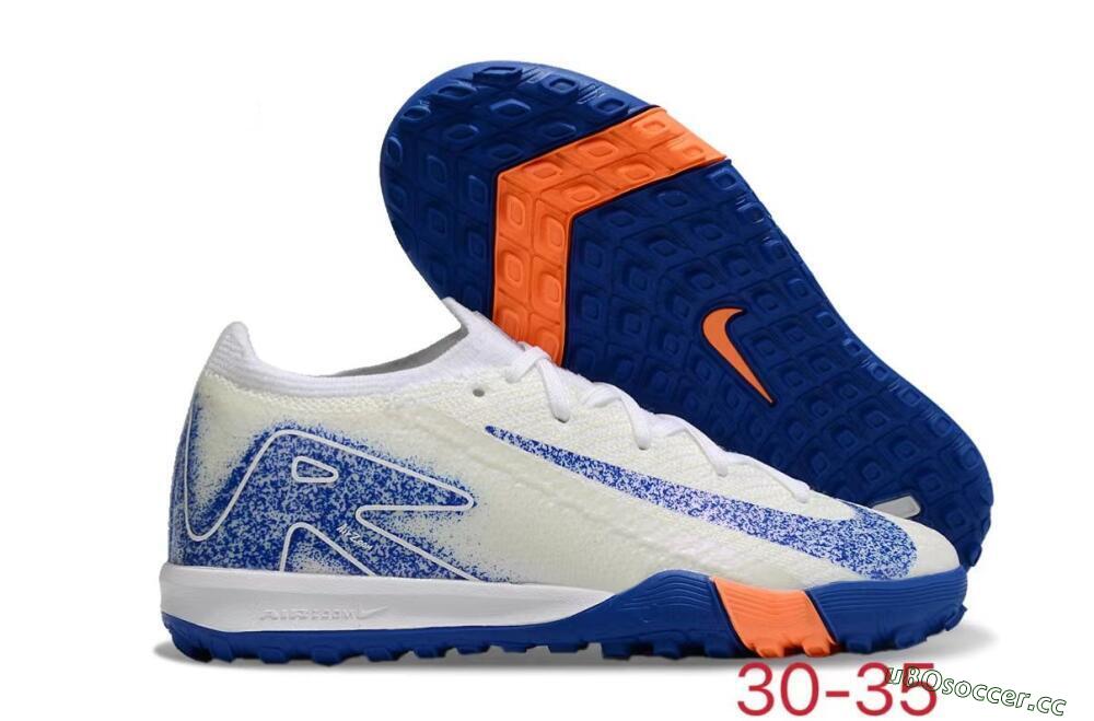 Kids Kids Nike Air Zoom Mercurial Vapor 16 Elite TF Artificial Turf Low-Tops Football Shoes - Beige/Blue/White 2