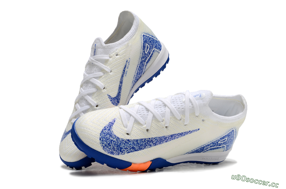 Kids Kids Nike Air Zoom Mercurial Vapor 16 Elite TF Artificial Turf Low-Tops Football Shoes - Beige/Blue/White 3