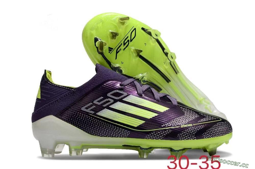 Kids Kids Adidas F50 Elite FG Firm Ground Low-Tops Football Boots - Purple/Yellow/White 2