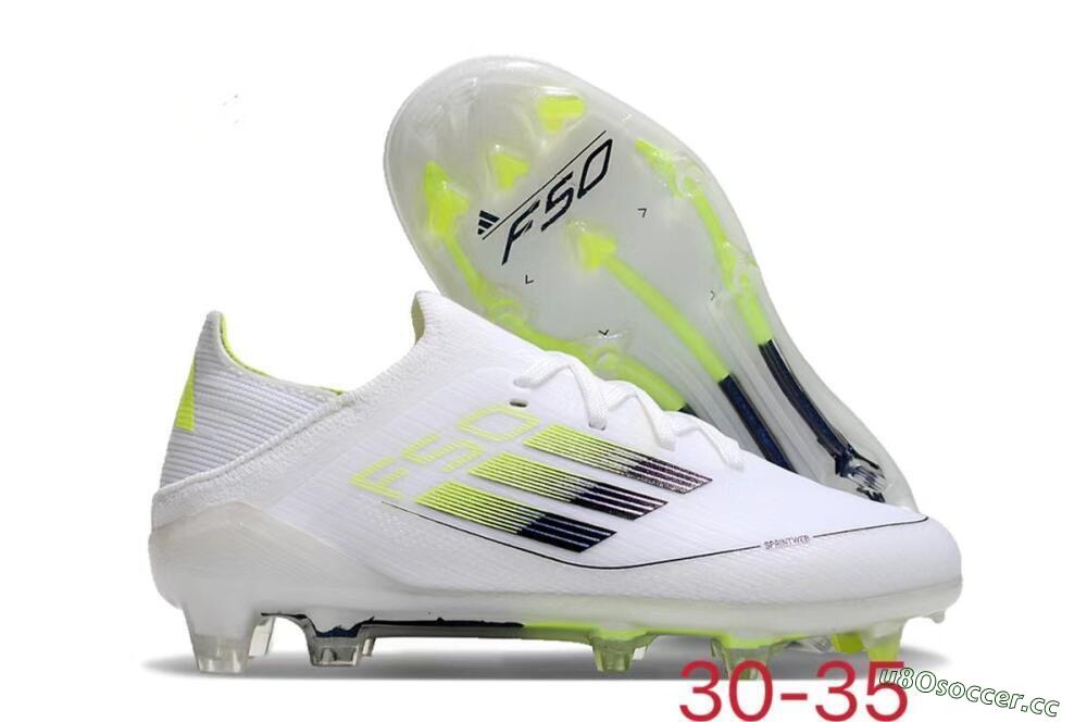 Kids Kids Adidas F50 Elite FG Firm Ground Low-Tops Football Boots - White/Blue/Yellow 2