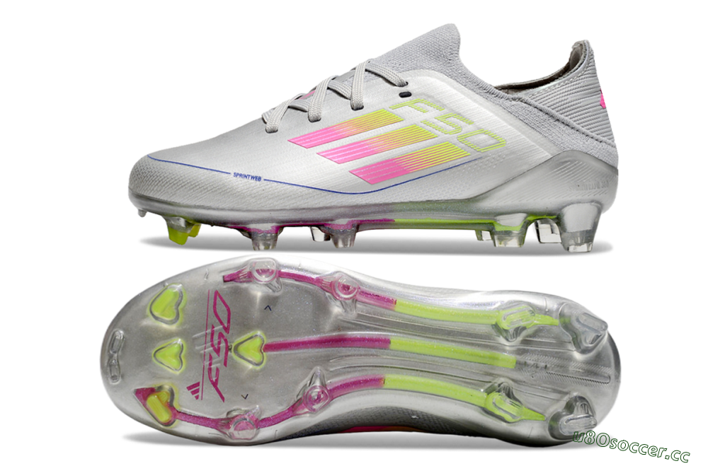 Kids Kids Adidas F50 Elite FG Firm Ground Low-Tops Football Boots - Silver/Pink/Yellow 1