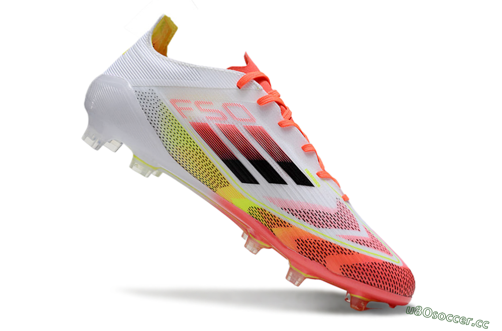 Men's Adidas F50 Elite FG Firm Ground Low-Tops Football Boots - White/Red/Yellow 4