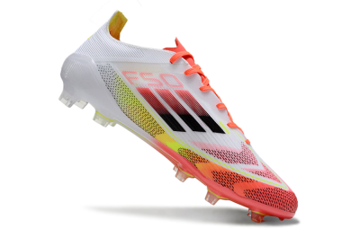 Men's Adidas F50 Elite FG Firm Ground Low-Tops Football Boots - White/Red/Yellow