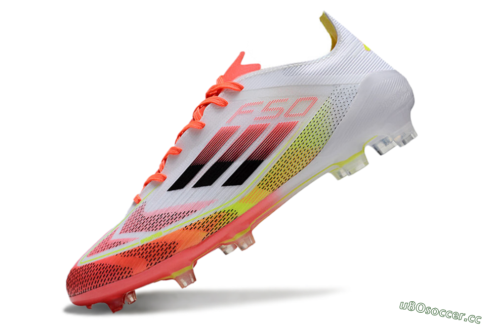 Men's Adidas F50 Elite FG Firm Ground Low-Tops Football Boots - White/Red/Yellow 5