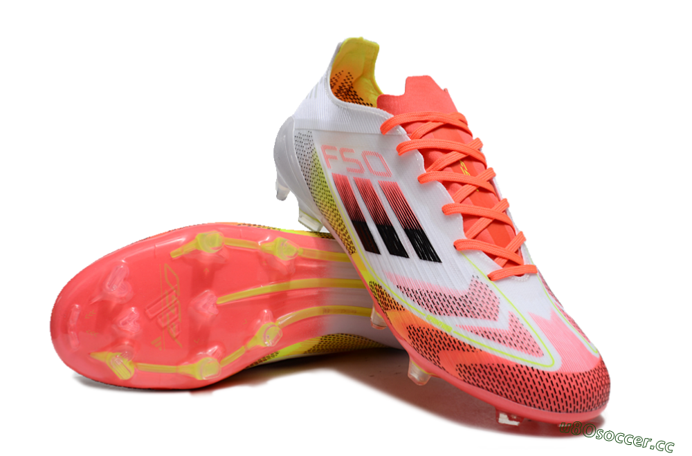 Men's Adidas F50 Elite FG Firm Ground Low-Tops Football Boots - White/Red/Yellow 3