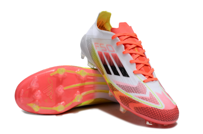 Men's Adidas F50 Elite FG Firm Ground Low-Tops Football Boots - White/Red/Yellow