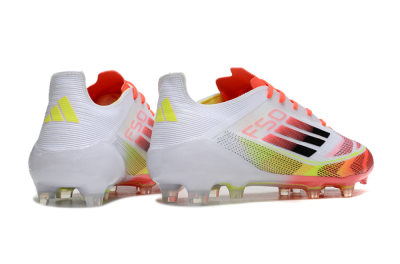 Men's Adidas F50 Elite FG Firm Ground Low-Tops Football Boots - White/Red/Yellow