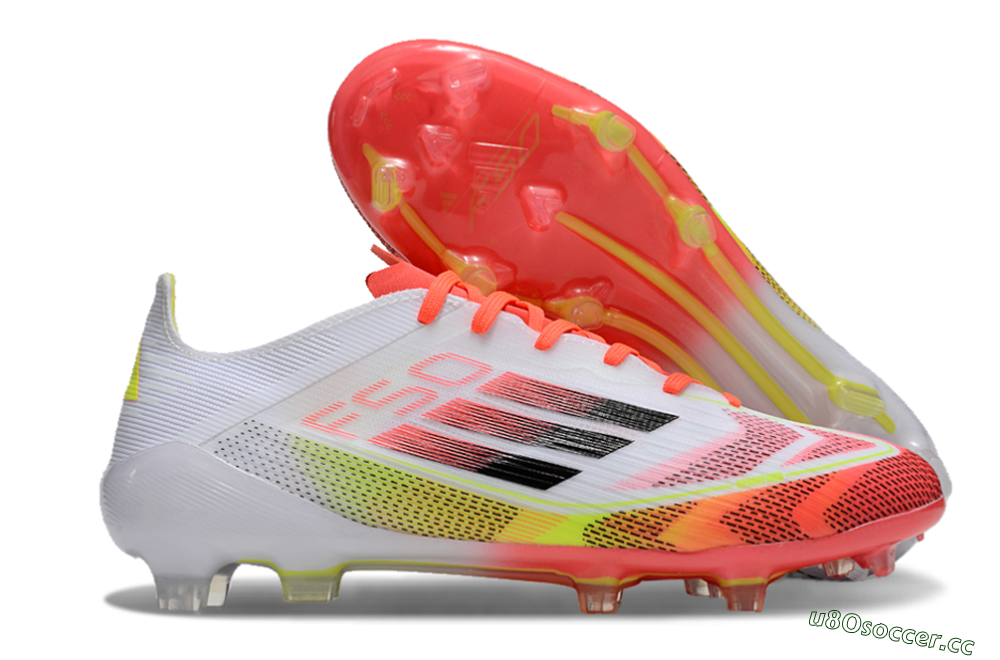 Men's Adidas F50 Elite FG Firm Ground Low-Tops Football Boots - White/Red/Yellow 2