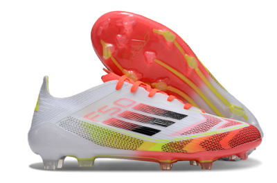 Men's Adidas F50 Elite FG Firm Ground Low-Tops Football Boots - White/Red/Yellow