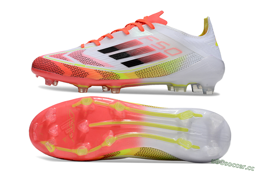 Men's Adidas F50 Elite FG Firm Ground Low-Tops Football Boots - White/Red/Yellow 1