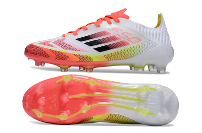 Men's Adidas F50 Elite FG Firm Ground Low-Tops Football Boots - White/Red/Yellow