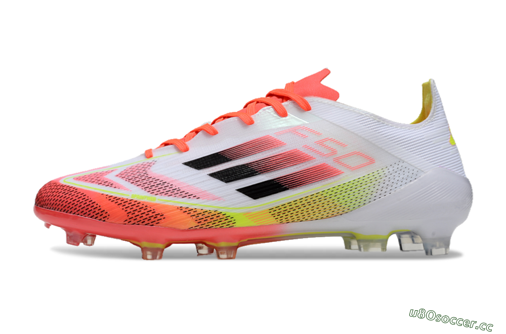 Men's Adidas F50 Elite FG Firm Ground Low-Tops Football Boots - White/Red/Yellow 0