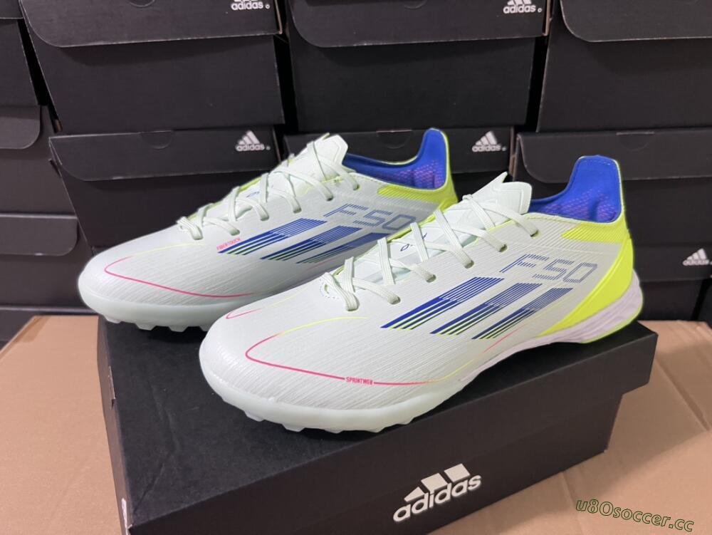 Unisex Adidas F50 Elite TF Artificial Turf Low-Tops Football Shoes - Jade/Blue/Yellow