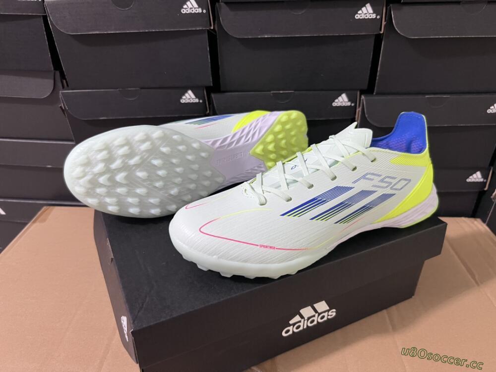 Unisex Adidas F50 Elite TF Artificial Turf Low-Tops Football Shoes - Jade/Blue/Yellow