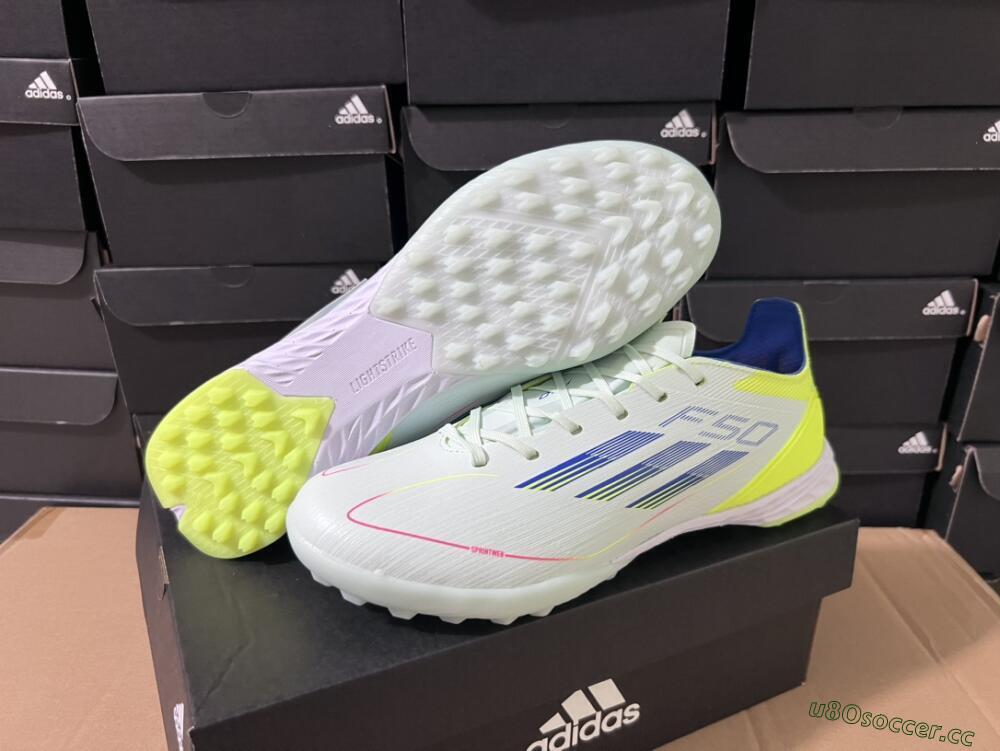 Unisex Adidas F50 Elite TF Artificial Turf Low-Tops Football Shoes - Jade/Blue/Yellow