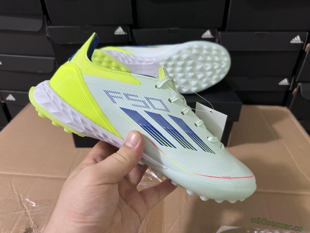 Unisex Adidas F50 Elite TF Artificial Turf Low-Tops Football Shoes - Jade/Blue/Yellow