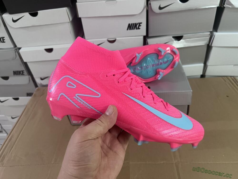 Men's Nike Air Zoom Mercurial Superfly 16 Elite FG Firm Ground High-Tops Football Boots - Pink/Mint
