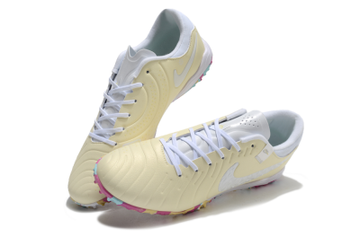 Men's Nike Tiempo Legend 10 Pro TF Artificial Turf Low-Tops Football Shoes - Beige/White/Rainbow