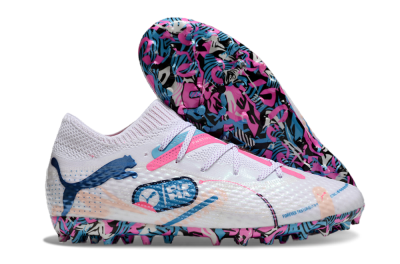 Unisex Puma Future Ultimate MG Multi Ground Low-Tops Football Boots - White/Blue/Pink